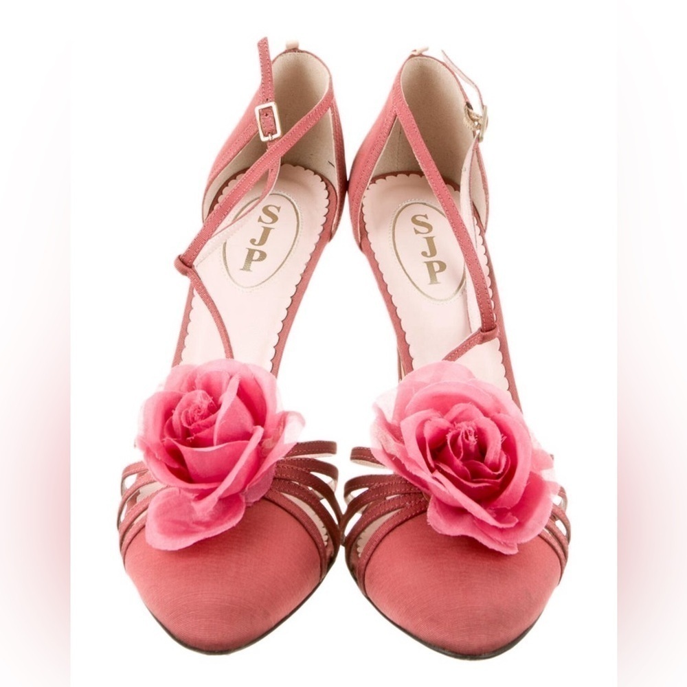 Sarah Jessica Parker T-Strap Canvas Pumps Size 11 - Picture 6 of 6